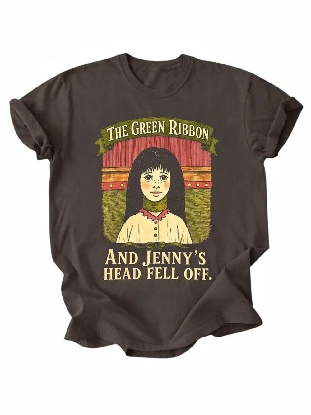 Scary Green Ribbon Horror Story Creepy Jenny Gildan T-Shirt